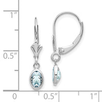 14k White Gold 6x4mm Oval Aquamarine/March Earrings-XBE291