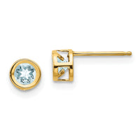 14k 4mm Bezel March/Aquamarine Post Earrings-XBE3