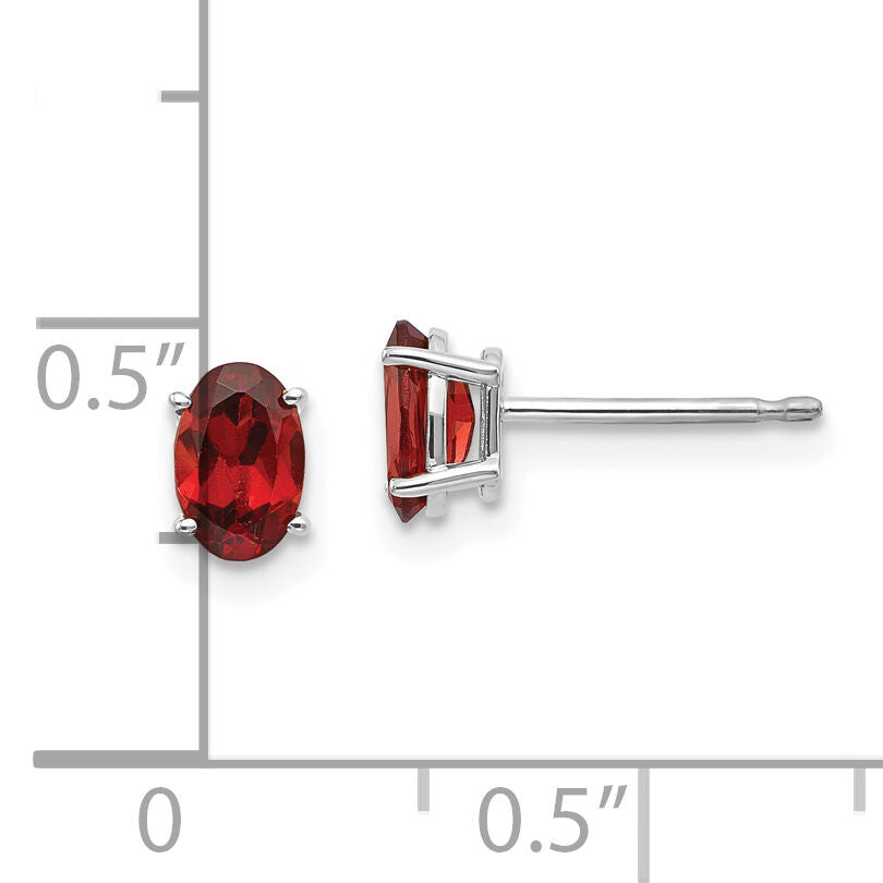 14k White Gold 6x4 Garnet Earrings-XBE301