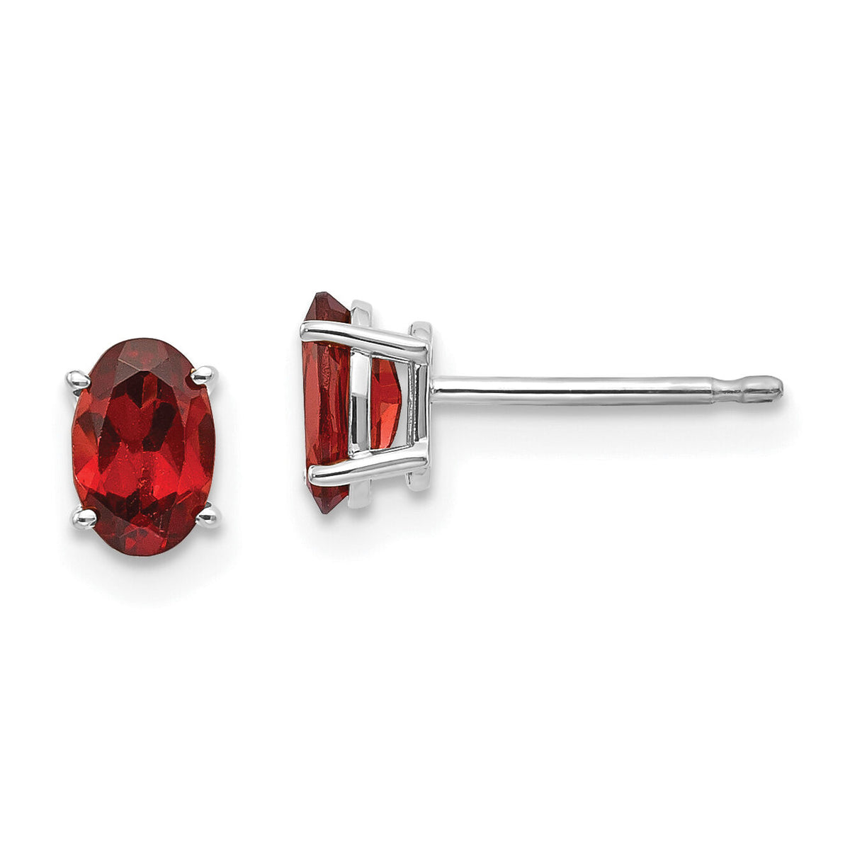 14k White Gold 6x4 Garnet Earrings-XBE301