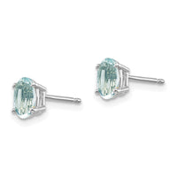 14k White Gold 6x4 Oval March/Aquamarine Post Earrings-XBE303
