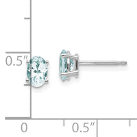 14k White Gold 6x4 Oval March/Aquamarine Post Earrings-XBE303