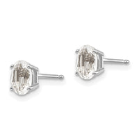 14k White Gold 6x4 Oval April/White Topaz Post Earrings-XBE304