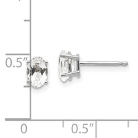 14k White Gold 6x4 Oval April/White Topaz Post Earrings-XBE304
