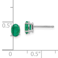 14k White Gold 6x4mm Emerald Earrings-XBE305