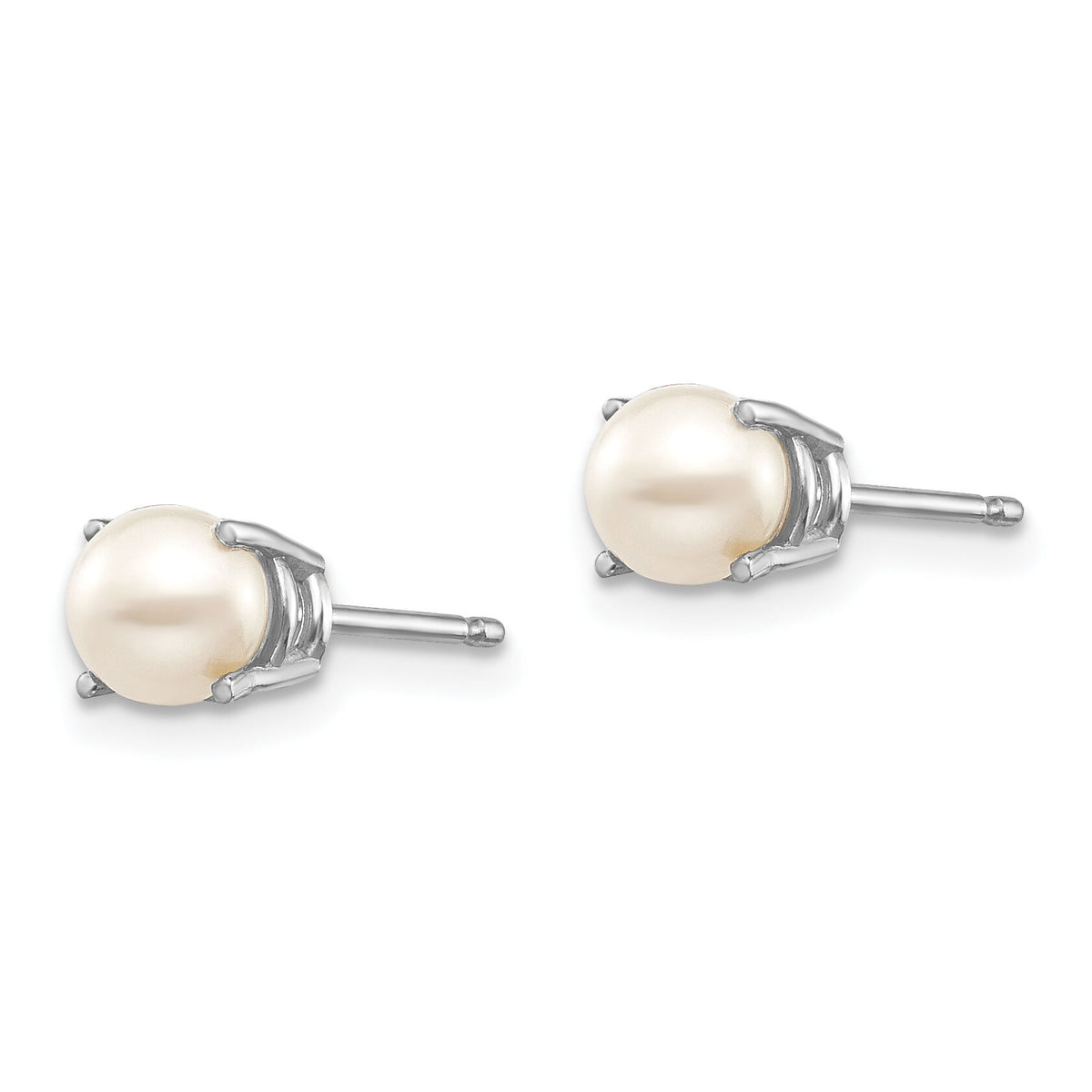 14k White Gold 4.5mm Round June/FW Cultured Pearl Post Earrings-XBE306