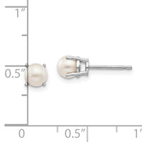 14k White Gold 4.5mm Round June/FW Cultured Pearl Post Earrings-XBE306