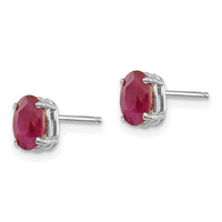 14k White Gold 6x4 Oval July/Ruby Post Earrings-XBE307
