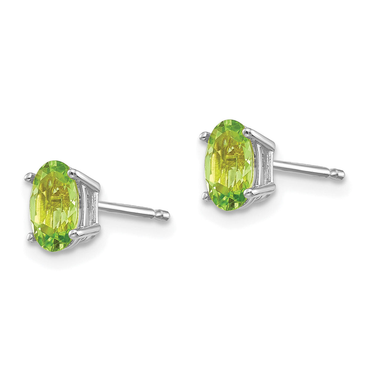 14k White Gold 6x4 Oval August/Peridot Post Earrings-XBE308