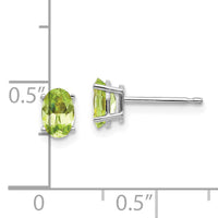 14k White Gold 6x4 Oval August/Peridot Post Earrings-XBE308