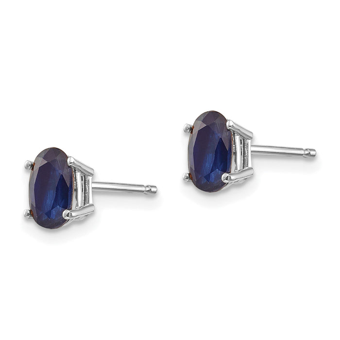 14k White Gold 6x4mm Sapphire Earrings-XBE309