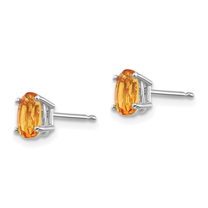 14k White Gold 6x4mm Citrine Earrings-XBE311