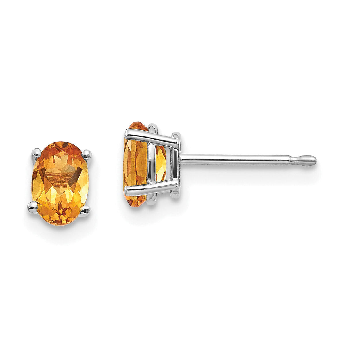 14k White Gold 6x4mm Citrine Earrings-XBE311