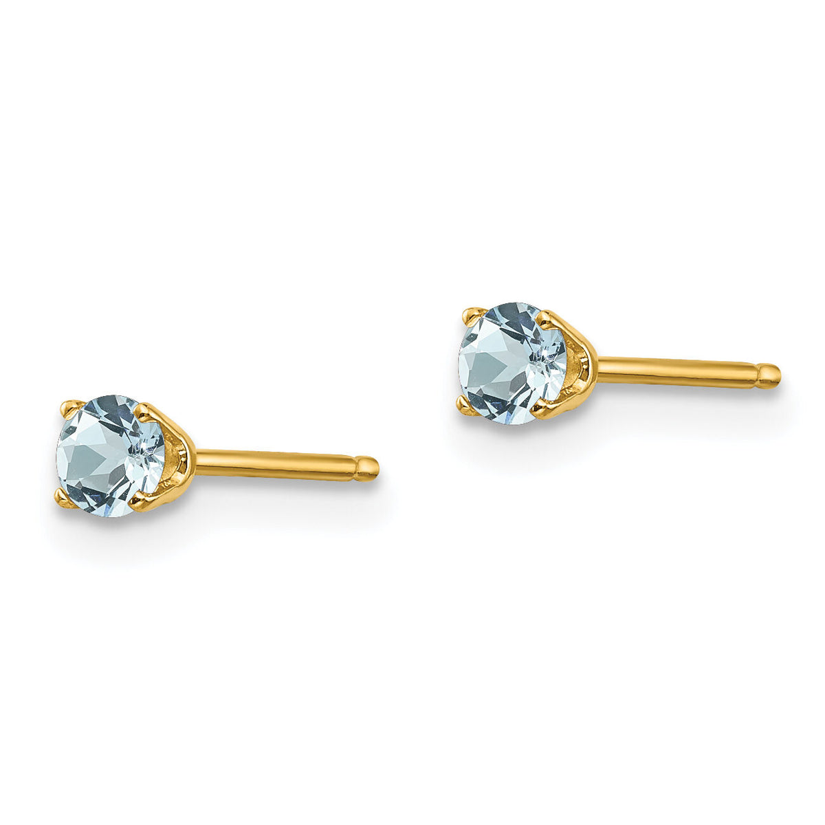 14k 3mm March/Aquamarine Post Earrings-XBE39