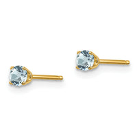 14k 3mm March/Aquamarine Post Earrings-XBE39