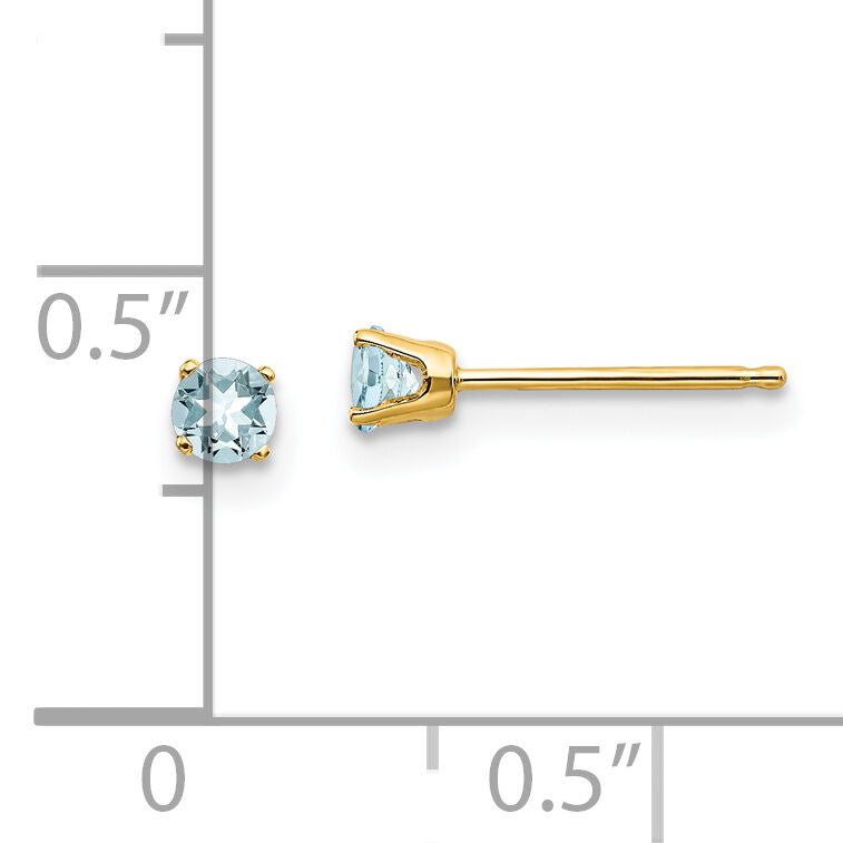 14k 3mm March/Aquamarine Post Earrings-XBE39
