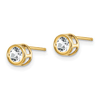 14k 4mm Bezel April/White Topaz Post Earrings-XBE4