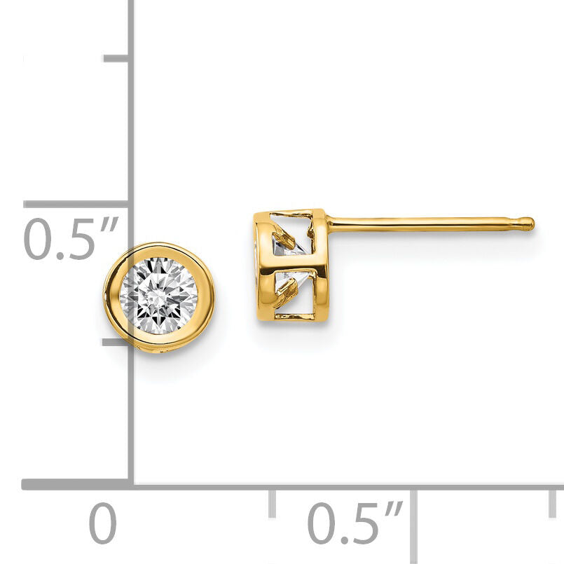 14k 4mm Bezel April/White Topaz Post Earrings-XBE4