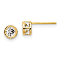 14k 4mm Bezel April/White Topaz Post Earrings-XBE4