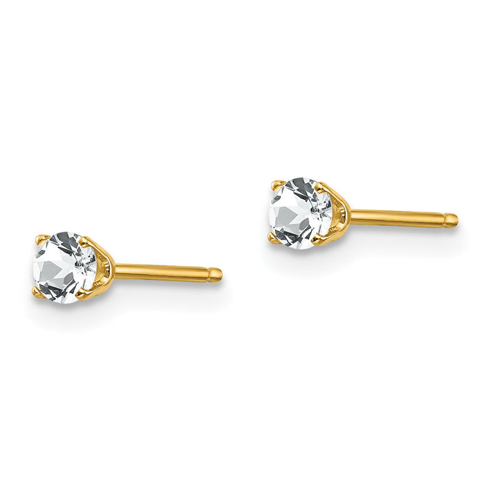 14k 3mm April/ White Topaz Post Earrings-XBE40