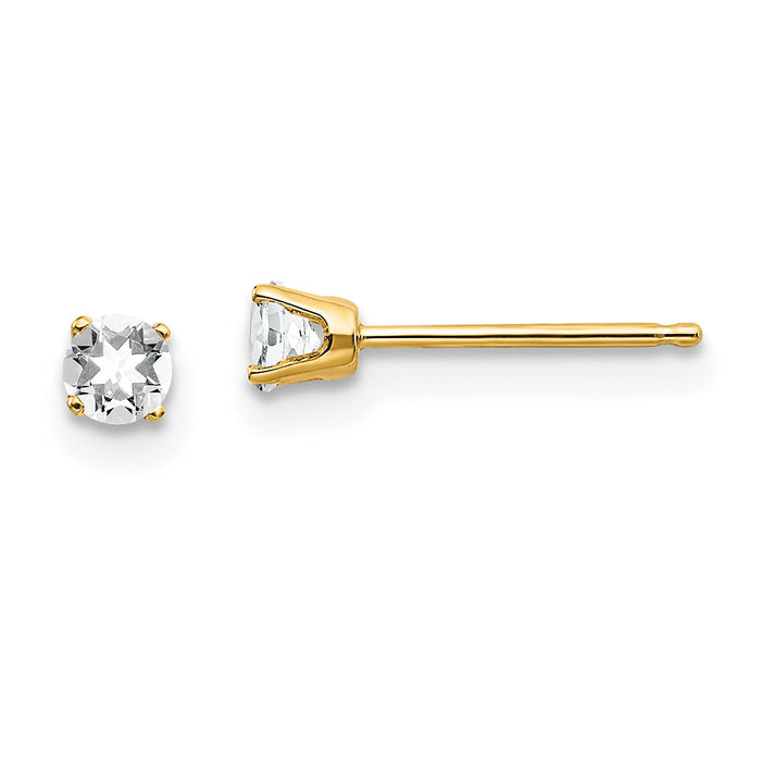 14k 3mm April/ White Topaz Post Earrings-XBE40