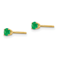 14k Yellow Gold 3mm May/Emerald Post Earrings-XBE41