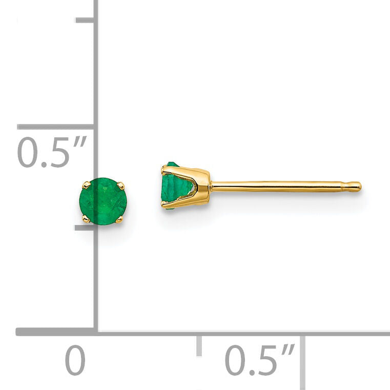 14k Yellow Gold 3mm May/Emerald Post Earrings-XBE41