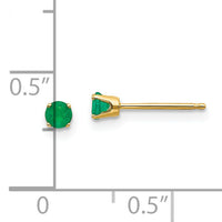 14k Yellow Gold 3mm May/Emerald Post Earrings-XBE41