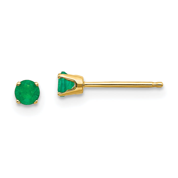 14k Yellow Gold 3mm May/Emerald Post Earrings-XBE41