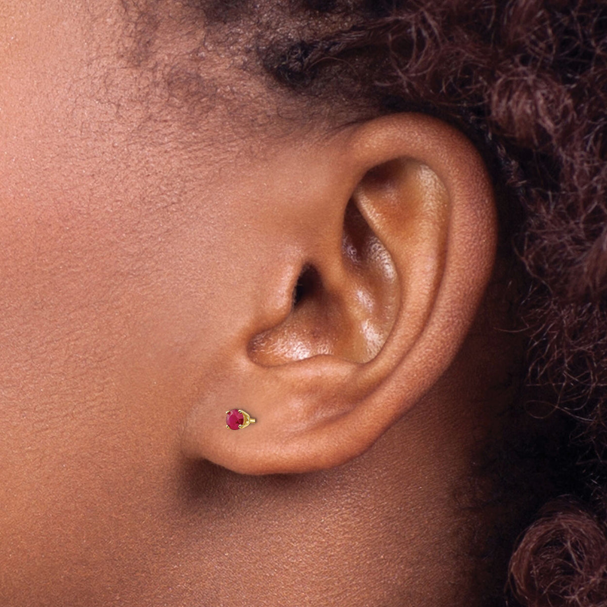 14k 3mm July/Ruby Post Earrings-XBE43