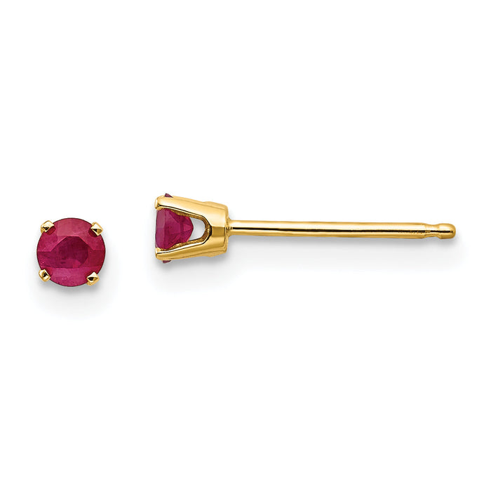 14k 3mm July/Ruby Post Earrings-XBE43