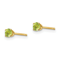 14k 3mm August/Peridot Post Earrings-XBE44
