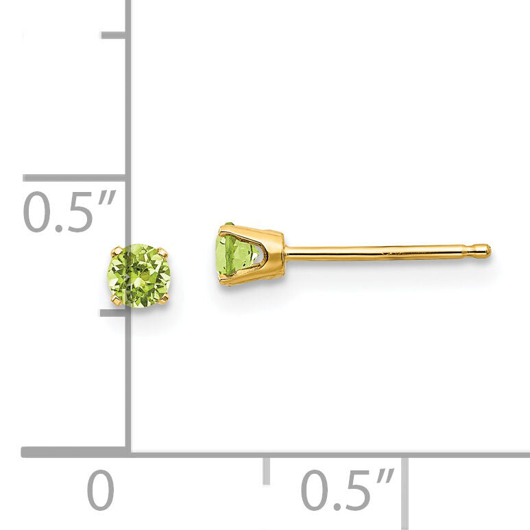 14k 3mm August/Peridot Post Earrings-XBE44