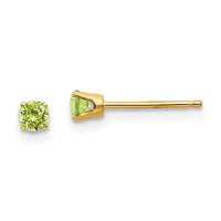 14k 3mm August/Peridot Post Earrings-XBE44