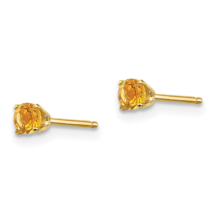 14k 3mm November/Citrine Post Earrings-XBE47