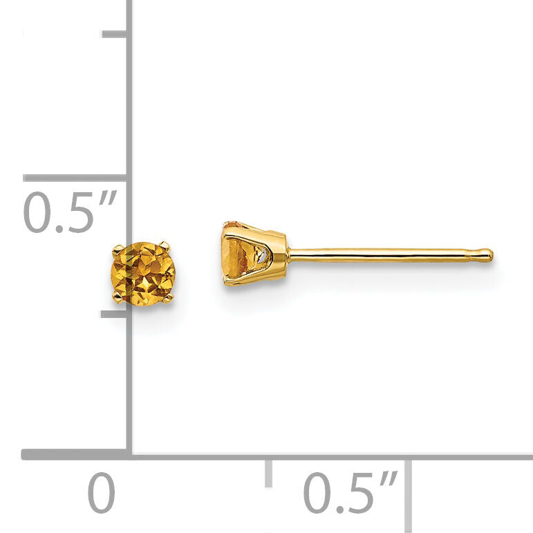 14k 3mm November/Citrine Post Earrings-XBE47