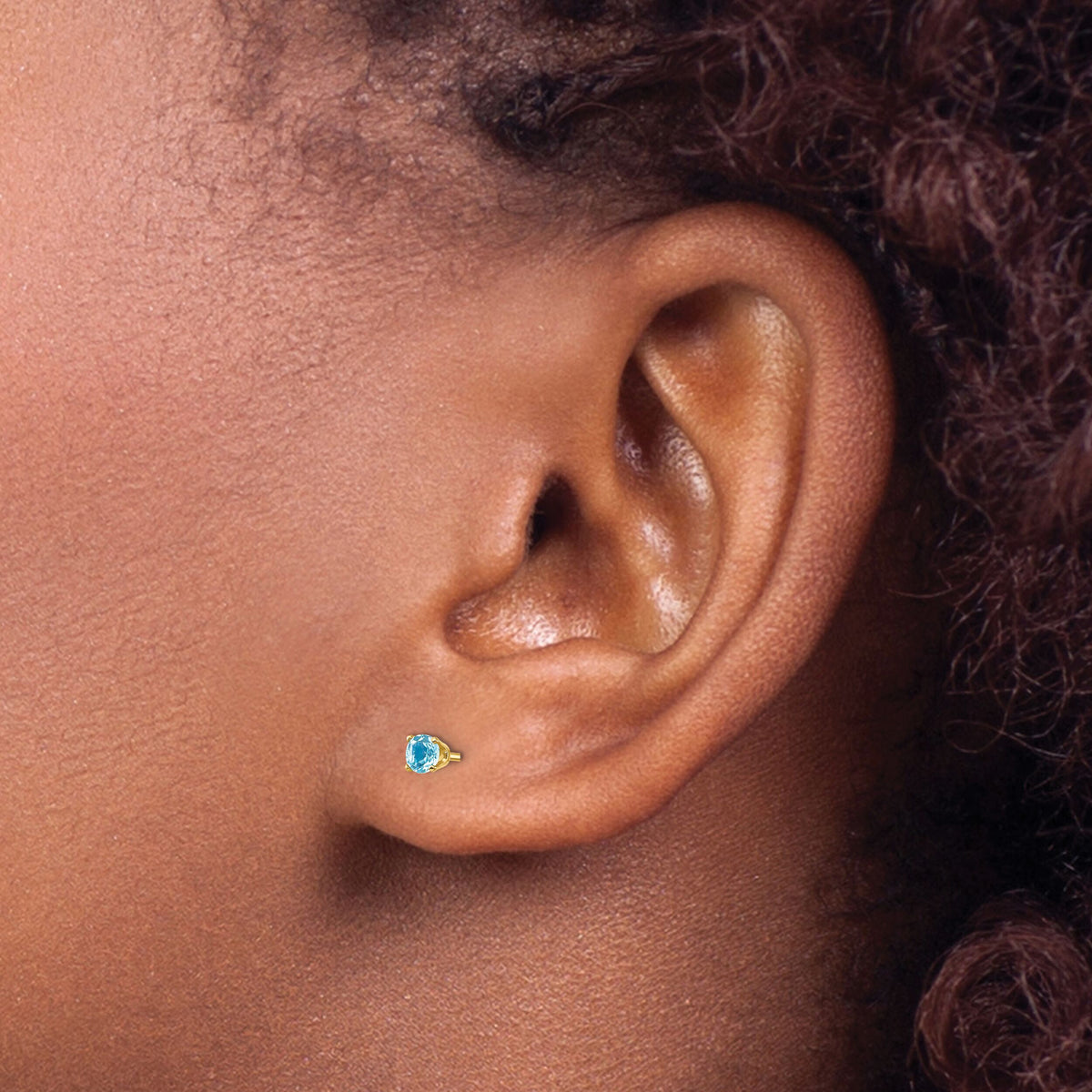 14k 3mm December/Blue Topaz Post Earrings-XBE48