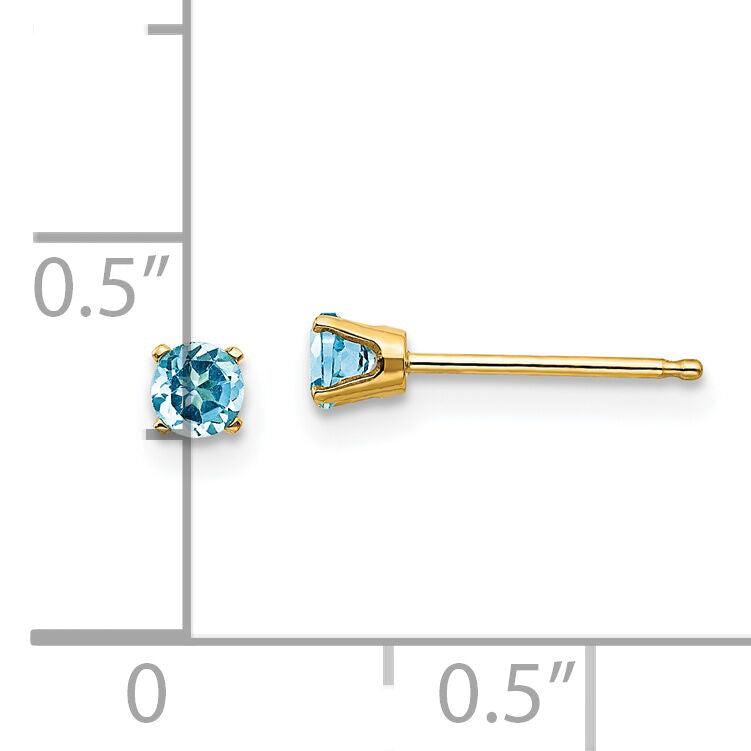 14k 3mm December/Blue Topaz Post Earrings-XBE48