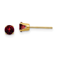 14k 4mm Round January/Garnet Post Earrings-XBE49