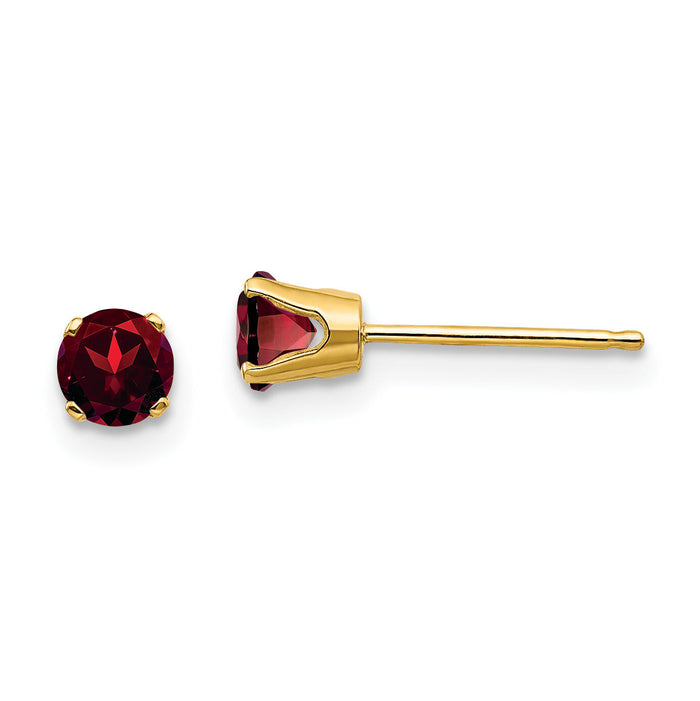 14k 4mm Round January/Garnet Post Earrings-XBE49