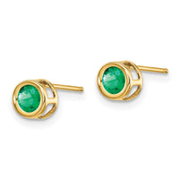 14k 4mm Bezel May/Emerald Post Earrings-XBE5
