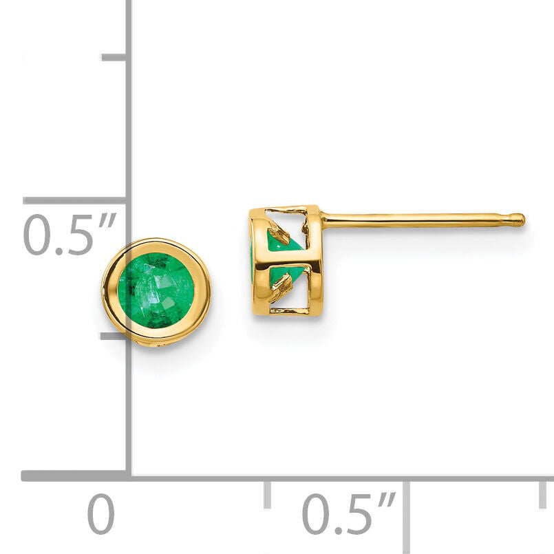 14k 4mm Bezel May/Emerald Post Earrings-XBE5