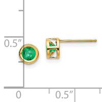 14k 4mm Bezel May/Emerald Post Earrings-XBE5