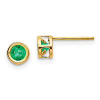 14k 4mm Bezel May/Emerald Post Earrings-XBE5