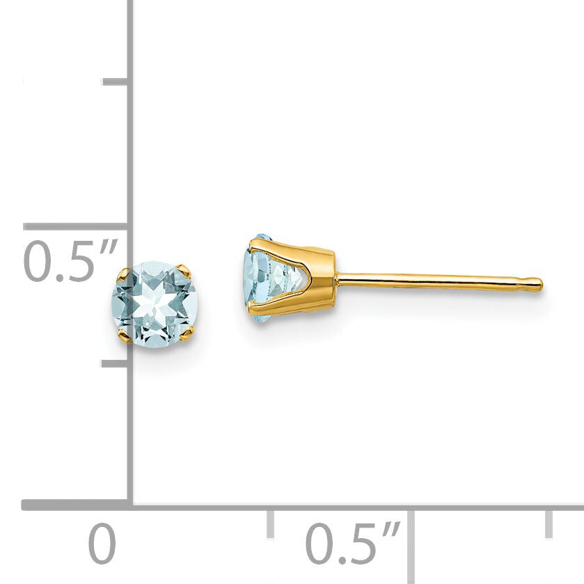 14k 4mm March/Aquamarine Post Earrings-XBE51