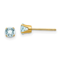 14k 4mm March/Aquamarine Post Earrings-XBE51
