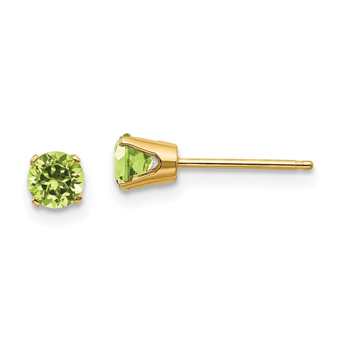 14k 4mm August/Peridot Post Earrings-XBE56