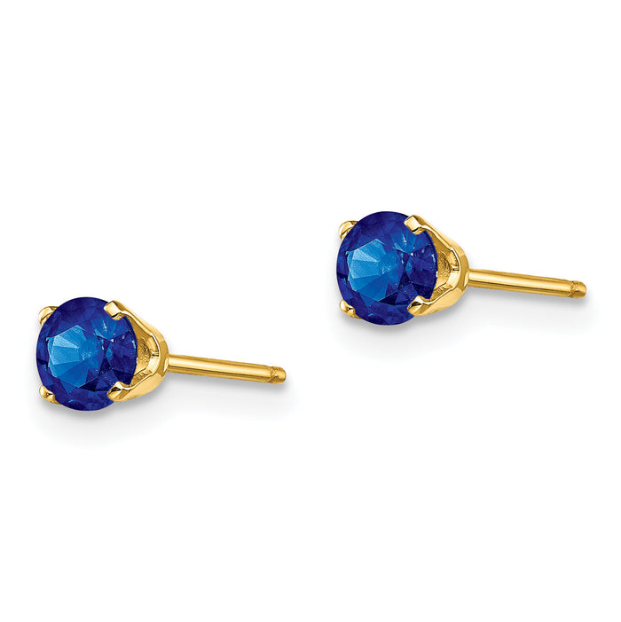 14k 4mm September/Sapphire Post Earrings-XBE57
