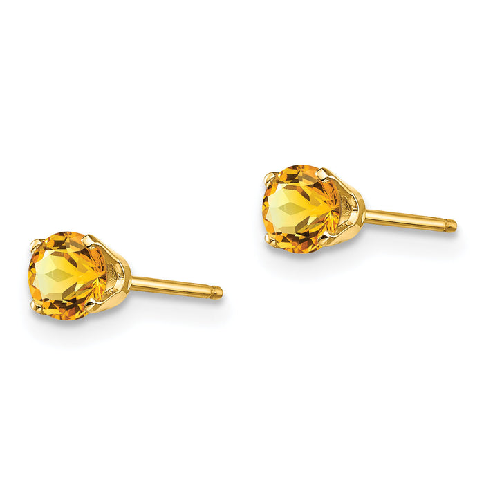 14k 4mm November/Citrine Post Earrings-XBE59