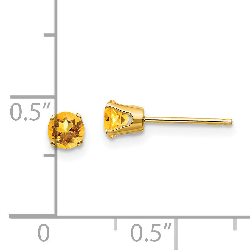 14k 4mm November/Citrine Post Earrings-XBE59